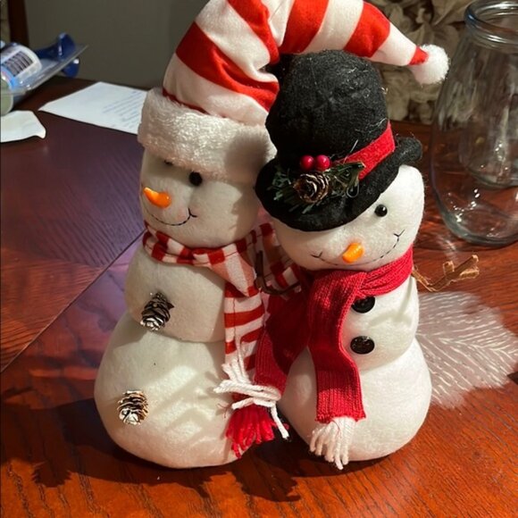 None Other - Festive Snowman Duo with Red and Black Accents